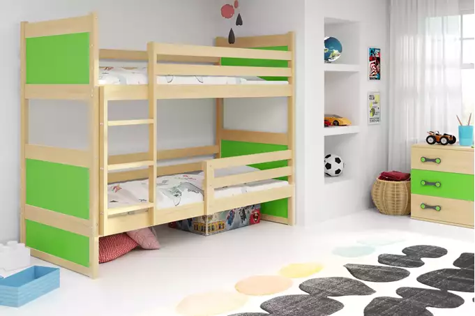 Visualizzazione per Letto a castello per adolescenti RICO 90x200, pino/verde