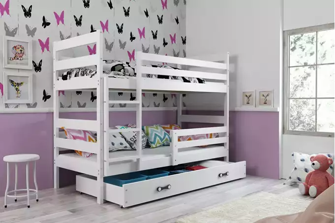 Visualizzazione per Letto a castello per giovani ERYK 90x200 con cassetto, bianco