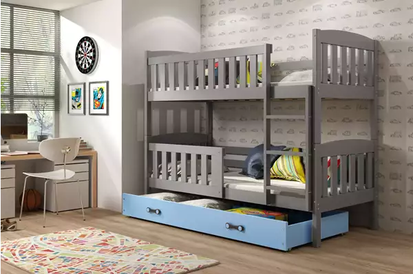 Visualizzazione per Letto a castello per giovani KUBUŚ 90x200 con cassetto, grafite/blu