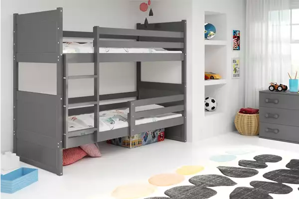 Visualizzazione per Letto a castello per giovani RICO 90x190 con materasso, grafite Visualizzazione per Letto a castello per giovani RICO 90x190 con materasso, grafite