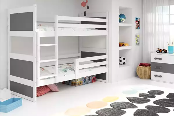 Visualizzazione per Letto a castello per giovani RICO 90x200, bianco/grafite Visualizzazione per Letto a castello per giovani RICO 90x200, bianco/grafite
