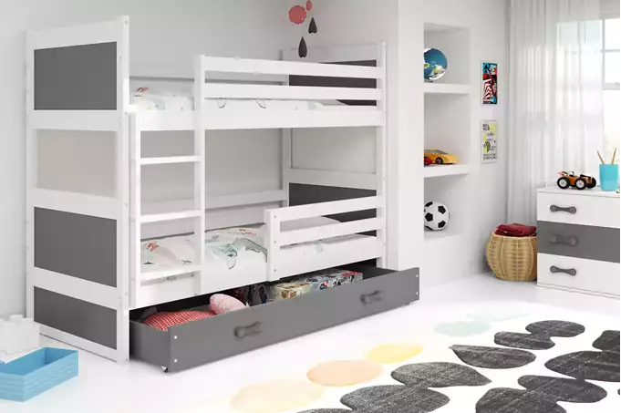 Visualizzazione per Letto a castello per giovani RICO 90x200 con cassetto, bianco/grafite