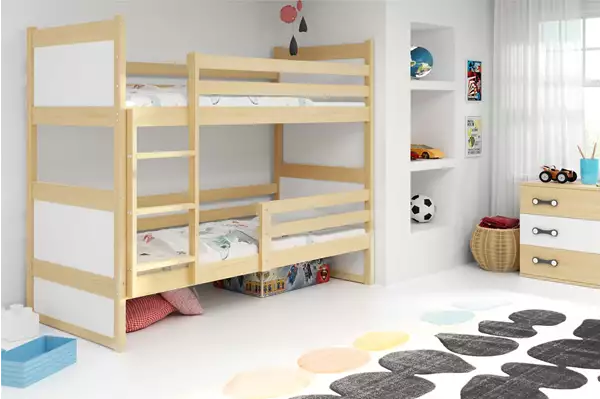 Visualizzazione per Letto a castello per giovani RICO 90X200 con materasso, pino/bianco Visualizzazione per Letto a castello per giovani RICO 90X200 con materasso, pino/bianco