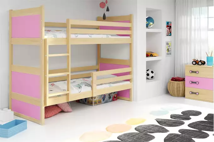 Visualizzazione per Letto a castello per giovani RICO 90x200 con materasso, pino/rosa