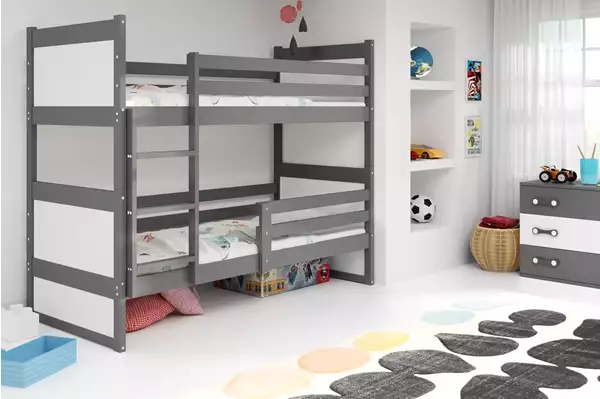 Visualizzazione per Letto a castello per giovani RICO 90X200, grafite/bianco Visualizzazione per Letto a castello per giovani RICO 90X200, grafite/bianco