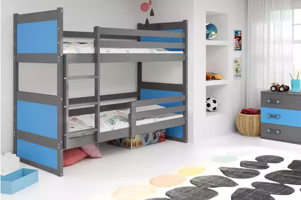 Visualizzazione per Letto a castello per giovani RICO 90x200, grafite/blu Visualizzazione per Letto a castello per giovani RICO 90x200, grafite/blu