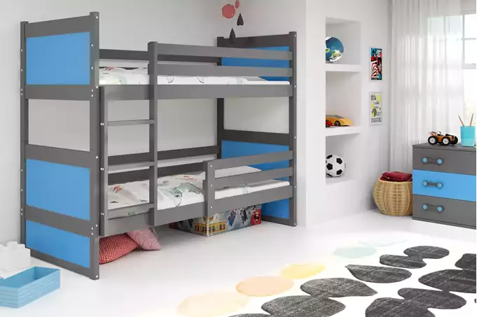 Visualizzazione per Letto a castello per giovani RICO 90x200, grafite/blu