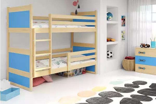 Visualizzazione per Letto a castello per giovani RICO 90x200, pino/blu Visualizzazione per Letto a castello per giovani RICO 90x200, pino/blu