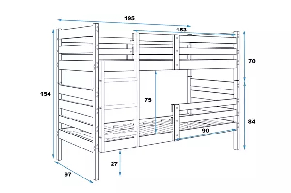 Letto a castello per ragazzi Eryk 90X190, pino-1 | Interbeds Rozmiar Letto a castello per ragazzi Eryk 90X190, pino-1 | Interbeds Rozmiar