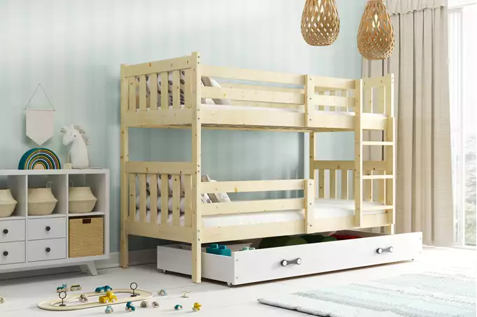 Letto A Castello Per Ragazzi Kacper 90x190 Con Cassetto, Pino Wizualizacja