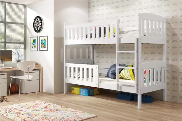 Visualizzazione per Letto a castello per ragazzi KUBUŚ 90x200 con materasso, bianco