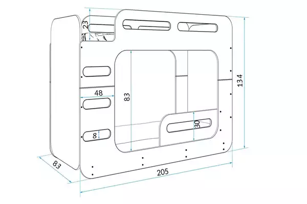 Misura del Letto a castello per ragazzi MAX 2 80X200 Misura del Letto a castello per ragazzi MAX 2 80X200