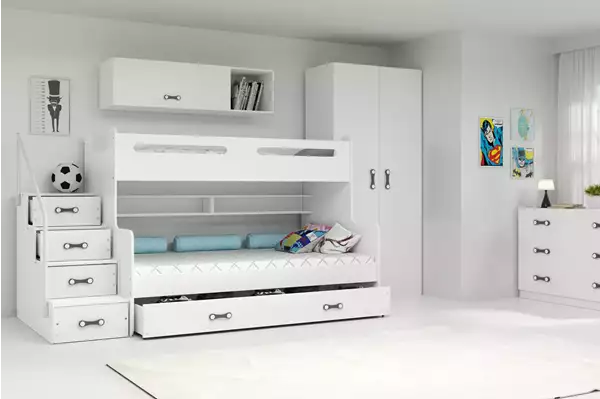 Visualizzazione per Letto a castello per ragazzi MAX 3 120X200 con cassetto, bianco Visualizzazione per Letto a castello per ragazzi MAX 3 120X200 con cassetto, bianco