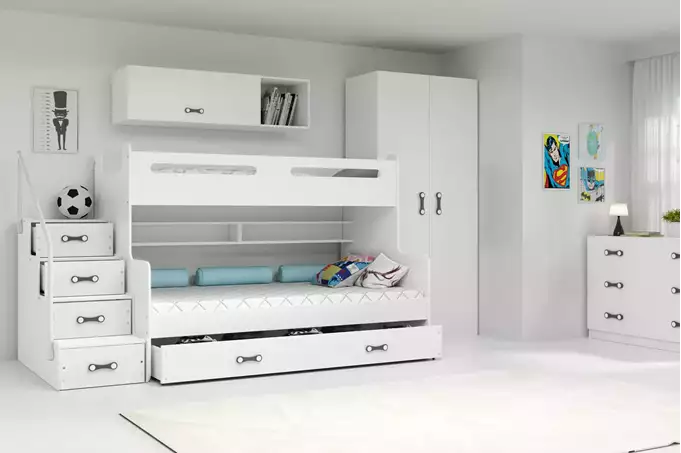 Visualizzazione per Letto a castello per ragazzi MAX 3 120X200 con cassetto, bianco
