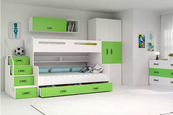 Visualizzazione per Letto a castello per ragazzi MAX 3 120X200 con cassetto, verde Visualizzazione per Letto a castello per ragazzi MAX 3 120X200 con cassetto, verde