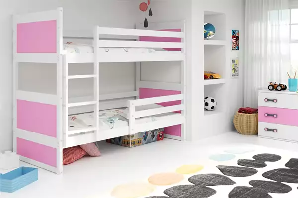 Visualizzazione per Letto a castello per ragazzi RICO 90x190, bianco/rosa