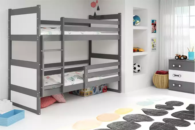 Visualizzazione per Letto a castello per ragazzi RICO 90X190 con materasso, grafite/bianco