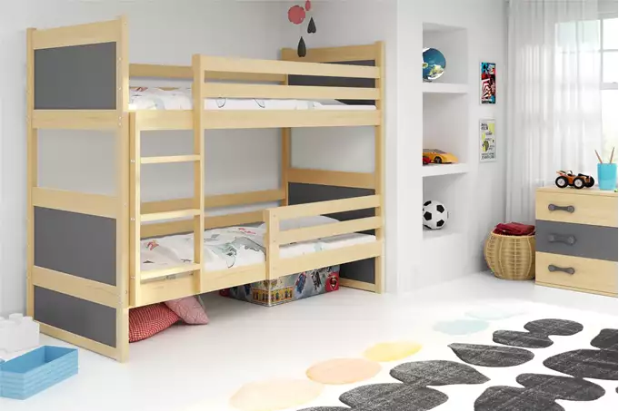 Visualizzazione per Letto a castello per ragazzi RICO 90X190 con materasso, pino/grafite