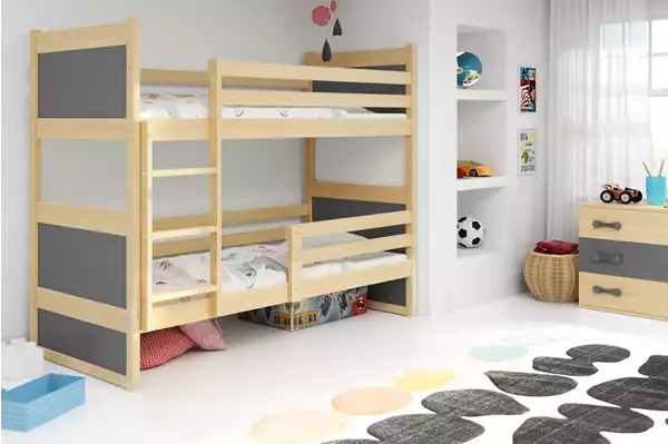 Visualizzazione per Letto a castello per ragazzi RICO 90x190, pino/grafite Visualizzazione per Letto a castello per ragazzi RICO 90x190, pino/grafite