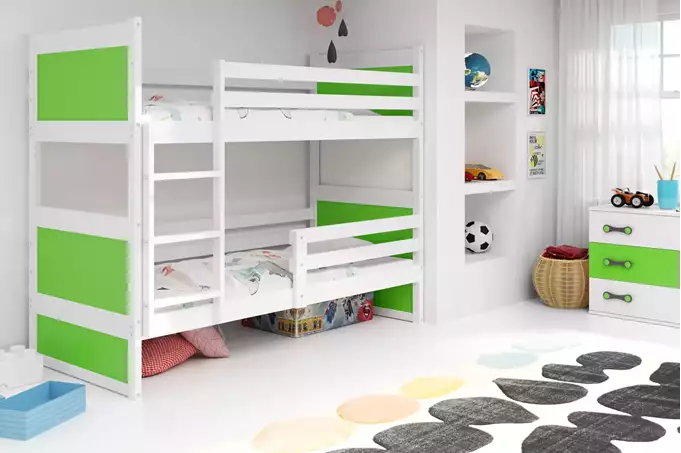 Visualizzazione per Letto a castello per ragazzi RICO 90X200, bianco/verde