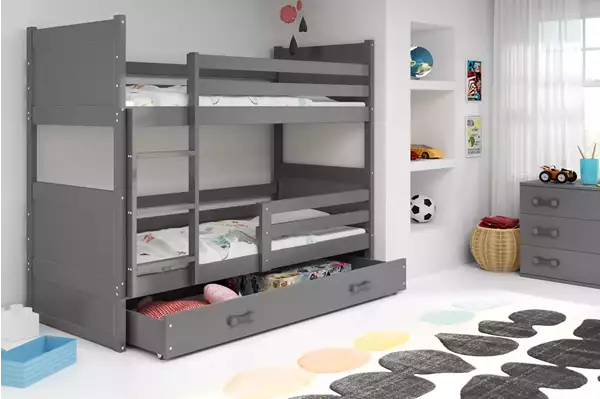 Visualizzazione per Letto a castello per ragazzi RICO 90X200 con cassetto, grafite Visualizzazione per Letto a castello per ragazzi RICO 90X200 con cassetto, grafite