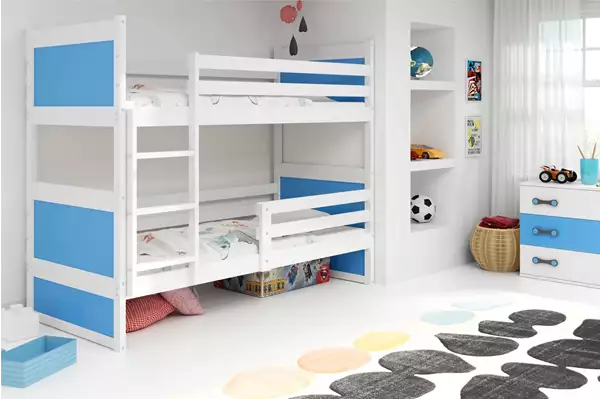 Visualizzazione per Letto a castello per ragazzi RICO 90X200 con materasso, bianco/blu
