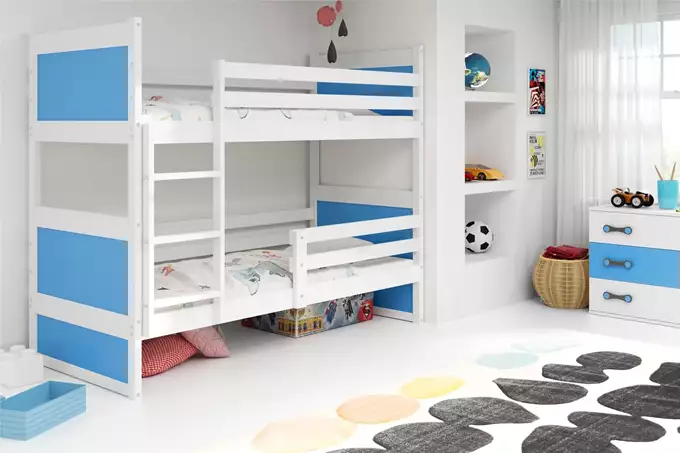 Visualizzazione per Letto a castello per ragazzi RICO 90X200 con materasso, bianco/blu