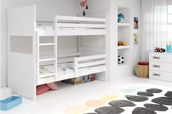 Visualizzazione per Letto a castello per ragazzi RICO 90X200 con materasso, bianco Visualizzazione per Letto a castello per ragazzi RICO 90X200 con materasso, bianco