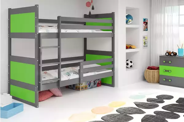 Visualizzazione per Letto a castello per ragazzi RICO 90X200, grafite/verde Visualizzazione per Letto a castello per ragazzi RICO 90X200, grafite/verde
