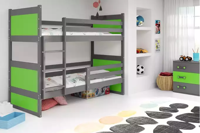 Visualizzazione per Letto a castello per ragazzi RICO 90X200, grafite/verde