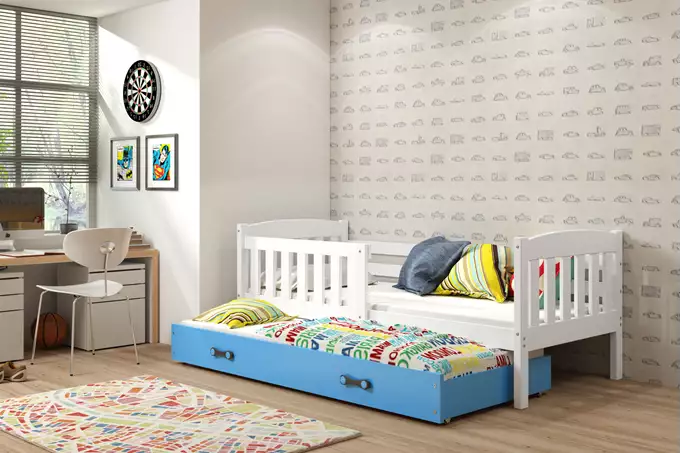 Visualizzazione per Letto estensibile per bambini KUBUŚ 80X160 con materasso e cassetto, bianco/blu