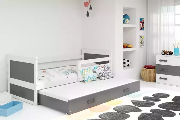 Visualizzazione per Letto estensibile per ragazzi RICO 80x190 con cassetto, bianco/grafite