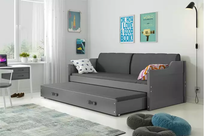 Visualizzazione per Letto estraibile per giovani DAWID 90x200 con materasso e cassetto, grafite