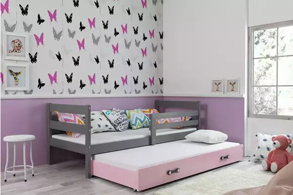 Visualizzazione per Letto estraibile per giovani ERYK 80X190 con cassetto, grafite/rosa Visualizzazione per Letto estraibile per giovani ERYK 80X190 con cassetto, grafite/rosa