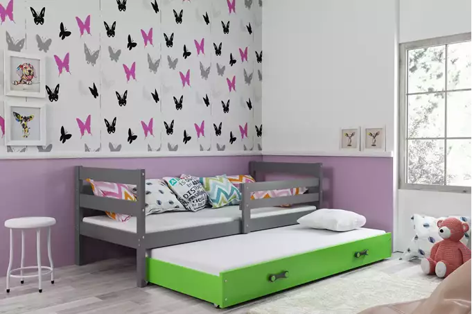 Visualizzazione per Letto estraibile per giovani ERYK 80x190 con cassetto, grafite/verde