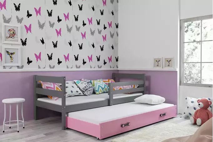 Visualizzazione per Letto estraibile per giovani ERYK 90X200 con cassetto, grafite/rosa