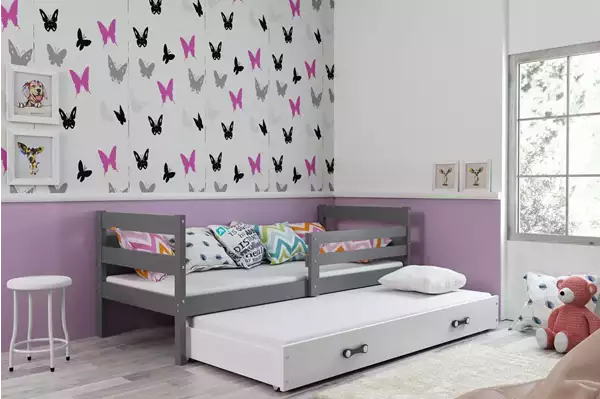 Visualizzazione per Letto estraibile per giovani ERYK 90X200 con materasso e cassetto, grafite/bianco Visualizzazione per Letto estraibile per giovani ERYK 90X200 con materasso e cassetto, grafite/bianco