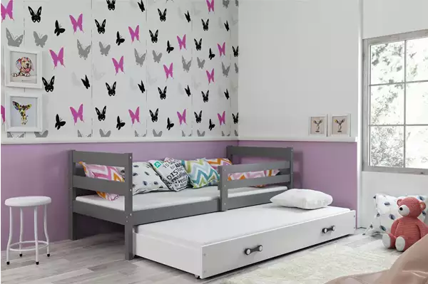 Visualizzazione per Letto estraibile per ragazzi ERYK 80X190 con materasso e cassetto, grafite/bianco Visualizzazione per Letto estraibile per ragazzi ERYK 80X190 con materasso e cassetto, grafite/bianco