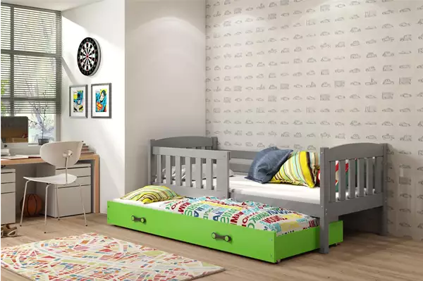 Visualizzazione per Letto estraibile per ragazzi KUBUŚ 90x190 con cassetto, grafite/verde Visualizzazione per Letto estraibile per ragazzi KUBUŚ 90x190 con cassetto, grafite/verde