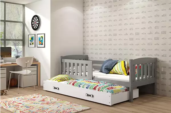 Visualizzazione per Letto estraibile per ragazzi KUBUŚ 90X190 con materasso e cassetto, grafite/bianco Visualizzazione per Letto estraibile per ragazzi KUBUŚ 90X190 con materasso e cassetto, grafite/bianco