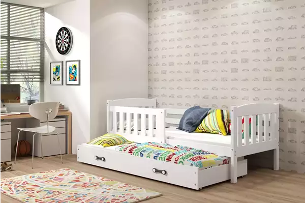 Visualizzazione per Letto estraibile per ragazzi KUBUŚ 90x200 con cassetto, bianco Visualizzazione per Letto estraibile per ragazzi KUBUŚ 90x200 con cassetto, bianco