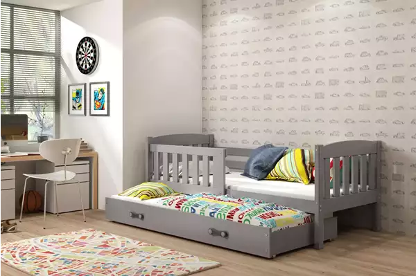 Visualizzazione per Letto estraibile per ragazzi KUBUŚ 90x200 con cassetto, grafite