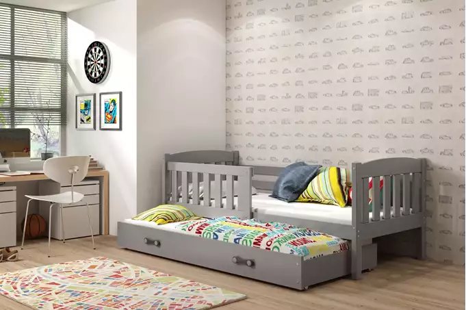 Visualizzazione per Letto estraibile per ragazzi KUBUŚ 90x200 con cassetto, grafite