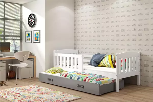 Visualizzazione per Letto estraibile per ragazzi KUBUŚ 90X200 con materasso e cassetto, bianco/grafite Visualizzazione per Letto estraibile per ragazzi KUBUŚ 90X200 con materasso e cassetto, bianco/grafite
