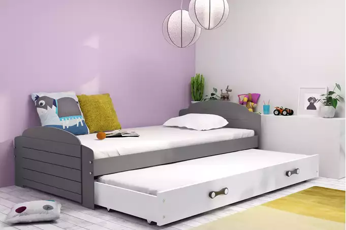 Visualizzazione per Letto estraibile per ragazzi LILI 90X200 con cassetto, grafite/bianco