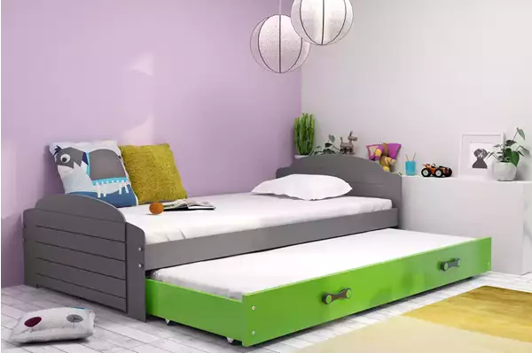 Visualizzazione per Letto estraibile per ragazzi LILI 90x200 con cassetto, grafite/verde Visualizzazione per Letto estraibile per ragazzi LILI 90x200 con cassetto, grafite/verde