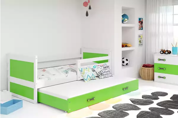 Visualizzazione per Letto estraibile per ragazzi RICO 80x190 con cassetto, bianco/verde Visualizzazione per Letto estraibile per ragazzi RICO 80x190 con cassetto, bianco/verde