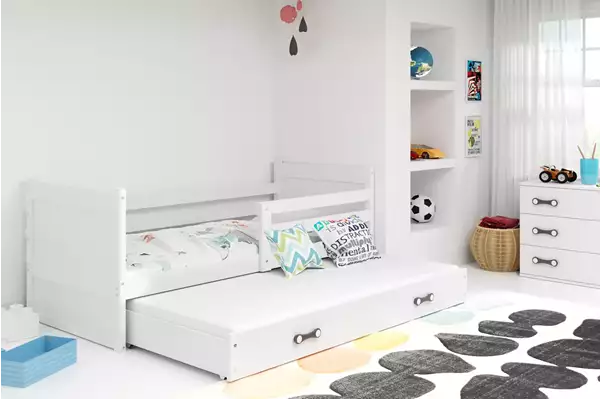 Visualizzazione per Letto estraibile per ragazzi RICO 90x190 con materasso e cassetto, bianco Visualizzazione per Letto estraibile per ragazzi RICO 90x190 con materasso e cassetto, bianco