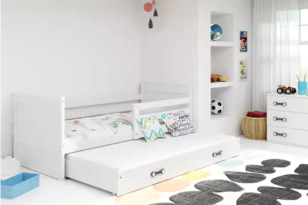 Visualizzazione per Letto estraibile per ragazzi RICO 90x200 con materasso e cassetto, bianco Visualizzazione per Letto estraibile per ragazzi RICO 90x200 con materasso e cassetto, bianco