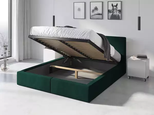 Visuale per Letto imbottito 120x200 - Hilton con contenitore, verde Visuale per Letto imbottito 120x200 - Hilton con contenitore, verde